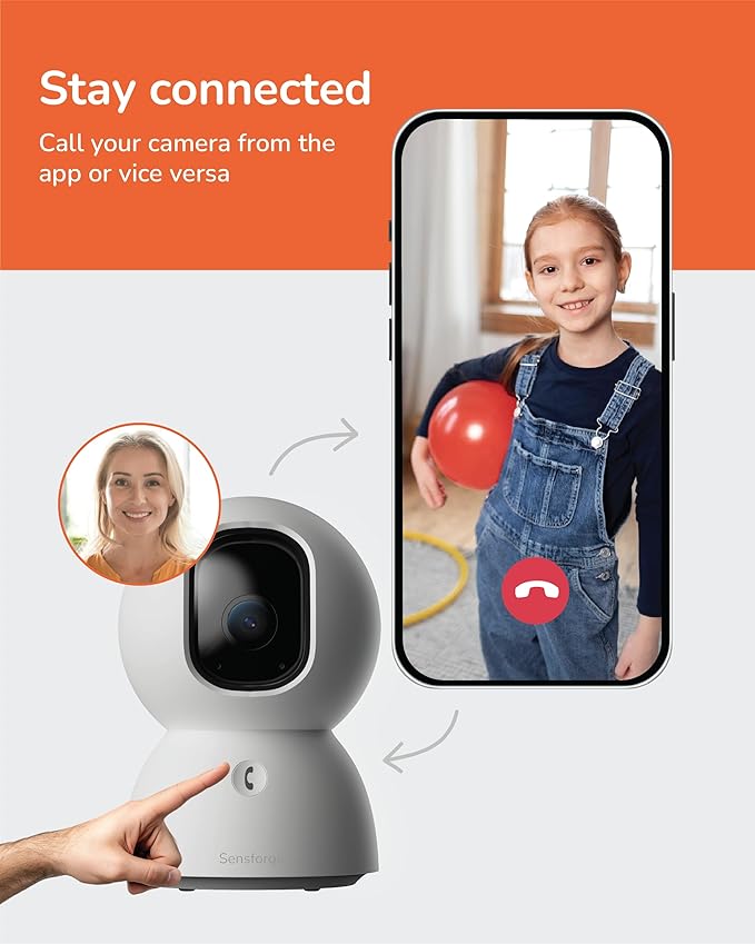 Sensforge 2.5K Indoor Pan-Tilt Dome Security Camera (2-Pack), AI Human & Pet Detection, 360° Coverage, Two-Way Audio, Dual-Band Wi-Fi (2.4G/5G), 64GB SD Card Included, No Monthly Fees