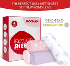 Pack and Play Sheets Girl, 4 Pack Mini Crib Sheets, Stretchy Pack n Play Playard Fitted Sheet, Compatible with Graco Pack n Play, Soft and Breathable Material, Pink