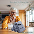 Wash Cloths 12 Pack, 13x13 inch Large Face Towel on Sensitive Skin, Easy to Clean Slate Blue Makeup Eraser Cloth, Super Soft and Gentle Bath Washcloths for Face and Body, Reusable Facial Clean Clot