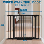 Baby Gate for Stairs, 29.7-40.6" Pressure Mounted Dog Gate, Auto Close Safety Gate for Children & Pets, Easy Install Pet Gate with Walk Thru Door for Doorways & Hallways, No Drilling, Dual-Lock Design