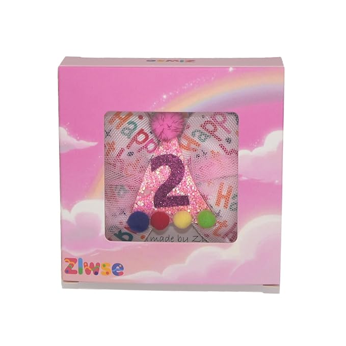 Birthday Hair Bow for Baby Girls 1 2 3 4 5 6 Years Sprinkle Decorations Party Pink Hair Accessories for Two 2nd Birthday Confetti Ice Cream