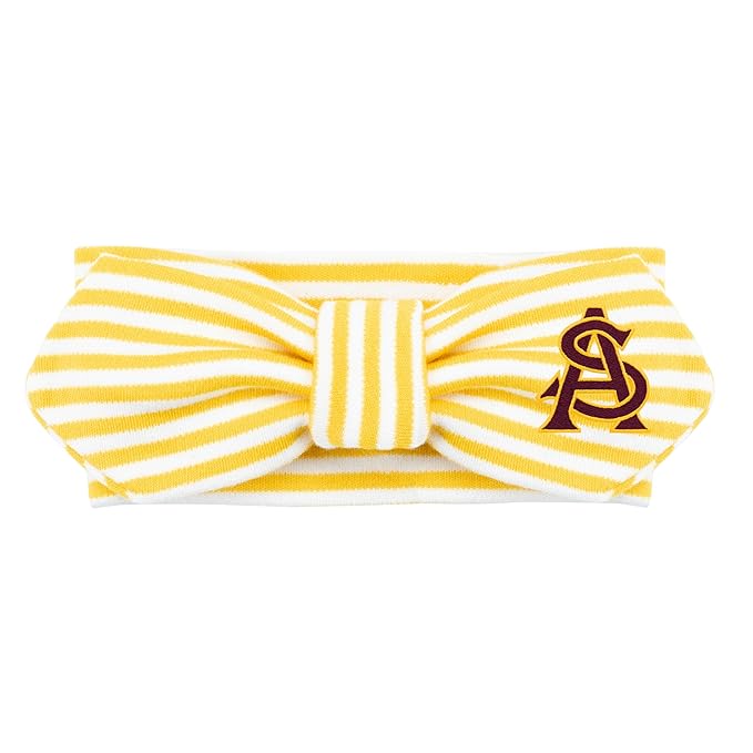 Creative Knitwear Arizona State Sun Devils Infant Girls Gold/White Striped Hair Knot Headband Embroidered Logo - Size Newborn - 4T