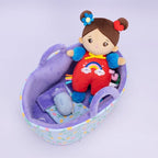 OUOZZZ 10" Soft Baby Doll Set, Hispanic Baby Doll Accessories Pretend Playset Doll for 2 Year Olds Girls Christmas Birthday Gift Brown Skin