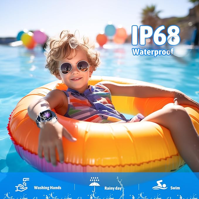 Smart Watch for Kids No Phone Needed, Tempered Glass Fitness Tracker Boy Teens with 19 Sport Modes, Pedometer, Sleep Monitor, Kids Watch Birthday Gifts Toy Gift for Girls Boys 6-16 (Blue)