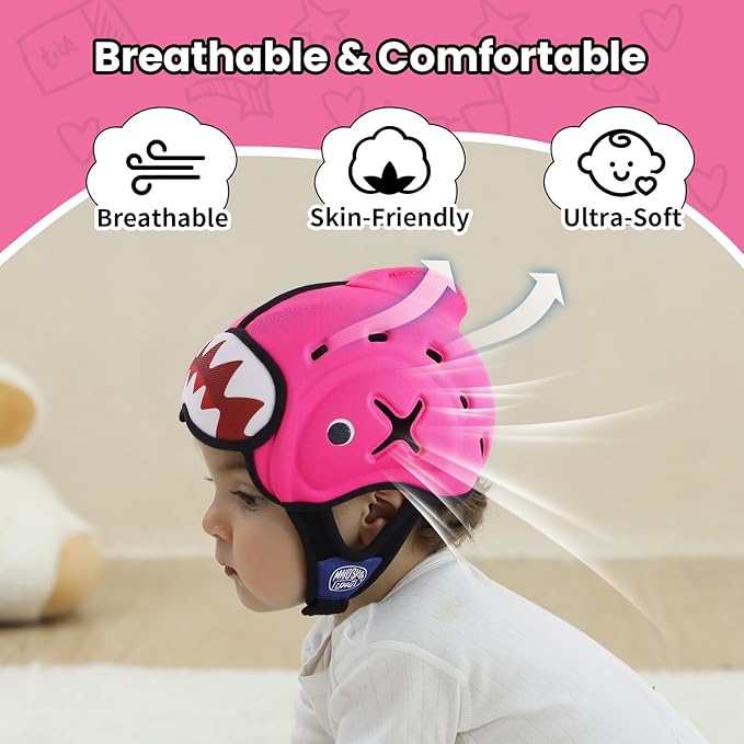 Mambobaby Baby Head Protector Baby Helmet for Crawling Walking,Safety Helmet,Extra-Thick Deep Forehead Padding, Ultra-Light, Breathable, Toddler Helmet 6-24 Months-Shark