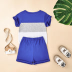 Baby Boy Clothes Toddler Boy Summer Outfits Short Sleeve Patchwork Top T-shirt & Pocket Pant Set 2 Piece 12 Months-4T