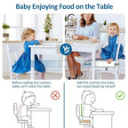 Toddler Booster Seat for Dining Table Chair,Non-Slip Bottom Baby Kid Booster Seat for Dining Table,2 Adjustable Straps,Portable Booster Seat for Table Travel Booster Seat for Toddler(Grey+White)