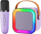 Mini Karaoke Machine Speaker for Kids Adults,Portable Bluetooth with 1-2 Wireless Microphones,Christmas Birthday Gifts Toys Girls Boys Ages 4, 5, 6,7, 8,9,10,11,12+ Years Old Toddler (Purple - 1 Mic)
