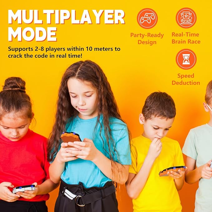 Crack The Code-Handheld Game Electronic Mastermind,Super Decoder with Clamp, 1-8 Players 10000+ Code-Breaking Puzzle Game for Kids and Adults，Birthday Gift for Boys and Girls,Travel toy for Road Trip