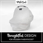 Milk Snob Original 5-in-1 Cover - Added Privacy for Breastfeeding, Baby Car Seat, Carrier, Stroller, High Chair, Shopping Cart, Lounger Canopy - Newborn Essentials, Nursing Top, Heather Gray Stripe