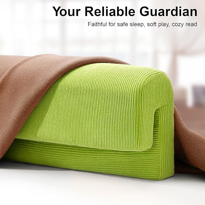 Bed Rail Bumpers Protector, Hospital Bed Rails Padding, Loft Beds and Bunk Beds Bumpers Protector, Premium Soft Memory Foam - Anti-Bump | Fall Prevention, Size 27.6 x 5.5 x 11.8 Inches, Green