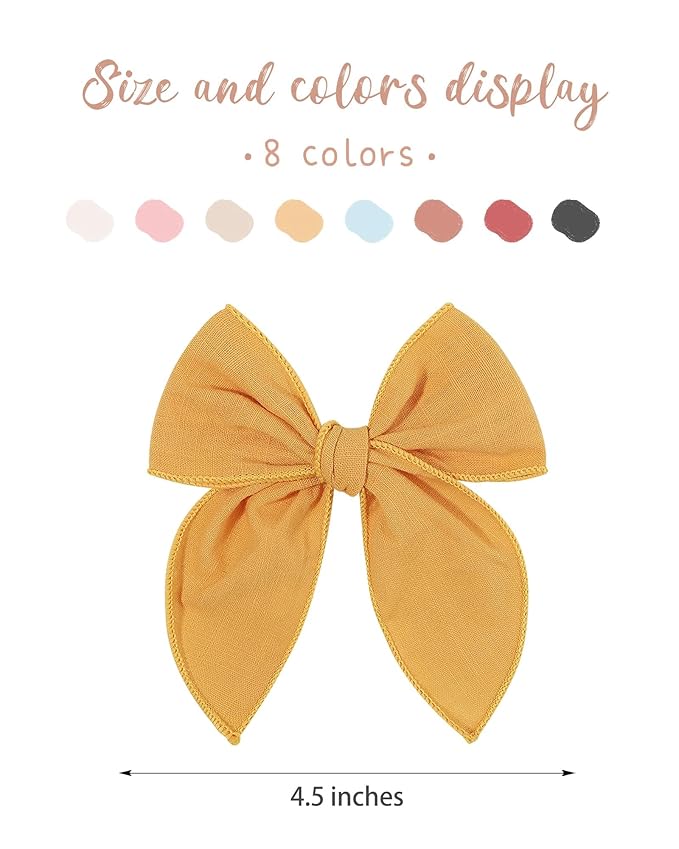 Doboi 8PCS Baby Girls Hair Clips Fable Hair Bows Cotton Linen Bows for Girls Hair Accessories for Baby Toddlers Kids