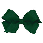 Wee Ones Girls' Plain Wrap Classic Grosgrain Hair Bows on a WeeStay No-Slip Hair Clip, Handmade, Mini, Forest Green