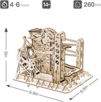 ROKR 3D Wooden Puzzles Marble Run Set - Mechanical Model Kit for Adults DIY Roller Coaster Toys Gifts for Boys/Girls (Marble Channel)
