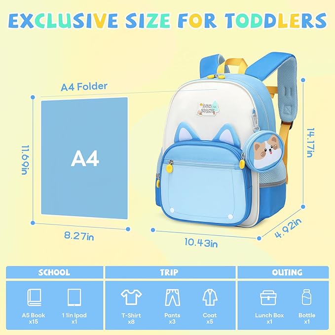 SUN EIGHT Kids Backpack for School Cute Dog Backpack for Kids Lightweight Elementary Bookbag with Coin Purse Kindergarden School Bag(Dog)