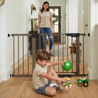 Cumbor 2 Pack 29.7-46" Baby Gate for Stairs, Mom's Choice Awards Winner-Auto Close Dog Gate for doorways, Easy Install Pressure Mounted Pet Gates indoor, Easy Walk Thru Wide Safety Gate for Dog, Brown