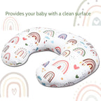 Rainbow Nursing Pillow Cover, Breastfeeding Pillow Slipcover for Baby Girls/Boys, Soft Snug Fits On Newborn Feeding Pillow Case