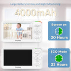 Baby Monitor, 5” Video Baby Monitor with Camera and Audio, 32-Hour Battery, Non WiFi, 2 Way Talk, Temp Sensor, Auto Night Vision, Pan Tilt Zoom Camera, Suitable for Monitor Baby and Elderly