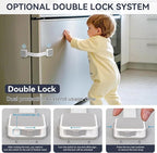 12 Pack Child Safety Cabinet Locks for Baby Proofing, Length Adjustable Latch Straps Dual Button Design for Drawers Fridge Refrigerator Doors Toilet Seat Oven