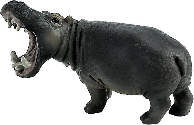 FUNSHOWCASE African Jungle Animals Hippo Roaring Hippopotamus Toy Figure Realistic Plastic Figurine Height 2.7"