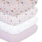 Plushii 4 Pack Fitted Crib Sheets for Baby Girls, 28"x 52" Extra Soft Microfiber Crib Sheet Set for Standard Crib & Toddler Mattress Pad,Pink Sheep