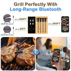 Accurate Smart Wireless Meat Thermometer - 4 Probes, Long Range Bluetooth, Real-time Alerts, Dishwasher Clean, Waterproof, Digital Cooking Thermometer for Grill, BBQ, Oven, Smoker