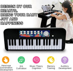 Love&Mini Piano Toy for Kids - 37 Keys Piano Keyboard Toy with Stool and Microphone, Black Electronic Musical Instrument Birthday Gift for Kids 3 4 5 6 7 8 Years Old Boys and Girls