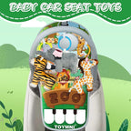 Car Seat Toys for 6-12 Months - Musical Pedal Piano with Baby Mirror, Squeaky Sensory Soft Animal Toys for Rear Facing Carseats