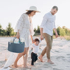 KiddyCare Diaper Caddy Organizer for Baby Nursery Basket with Handle Lid | Nursing bag with Changing Table Organizer Cart | Newborn Caddy | Blue PTRN X-Large