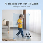 Simsky Smart Baby Monitor with 2×4MP Camera, 6X Optical Quality Zoom, 32GB Local Storage, AI Tracking, Intelligence Detection, Pan-Tilt-Zoom, Add-on Camera Monitor