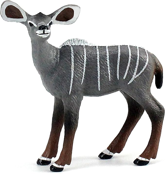FUNSHOWCASE African Jungle Animals Gray Lesser Kudu Female Toy Figure Realistic Plastic Figurine Height 2.6-inch