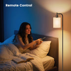 Floor Lamp with Linen Shade, Dimmable Tall Standing Lamp with Remote Control & 3 Color Temperatures, Modern Floor Lamps for Living Room Bedroom Office Corner, 9W LED Bulb Included