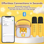 Karaoke Machine for Kids, Portable Mini Karaoke Machine with 2 Wireless Microphones, 4 5 6 7 8 9 10 Years Old Girl Boy Easter Christmas Birthday Gift Tiger Speaker Toys