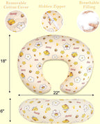 Nursing Pillow & Breastfeeding Pillow – Ergonomic C-Shape for Breastfeeding & Bottle Feeding, Breathable with Washable Cover, Tummy Time & Sitting Support (0-18Months)