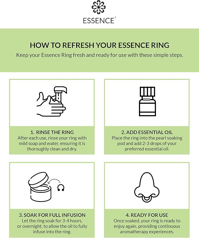 Essence Wearable Aromatherapy Nasal Diffuser – Stress Relief Essential Oil Nose Ring Refresh Kit – Personal Scent Clip for Travel, Work & Everyday Use – Made in USA