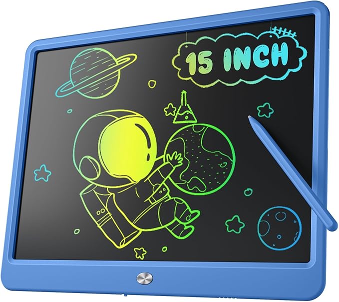 LCD Writing Tablet for Kids, Large Screen 15-Inch Drawing Writing Tablet Doodle Board, Toddler Educational Toys Girls Boys 3-12+ Year Old Birthday Gift Office Road Trip Essentials, Navy