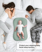 Muslin Baby Lounger Cover for Snuggle Me Organic Lounger/Baby Lounger/Organic Cotton Handmade Cover for Infant/Toddler Lounger/Nursing Pillow(Green, Wheat)