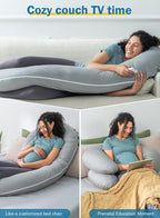 INSEN Cooling Pregnancy Pillow, Maternity Pillow with Soft Tencel Cover,C Shaped for Pregnant Women and Side Sleeping (Cooling Tencel-Rock Grey)