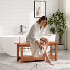 41" Shower Bench, Waterproof Poly Lumber Shower Stool for Shaving Legs, Shower Chair Seat Holds up to 400lbs, Bathroom Bench for Inside Shower, Non-Slip (Brown)