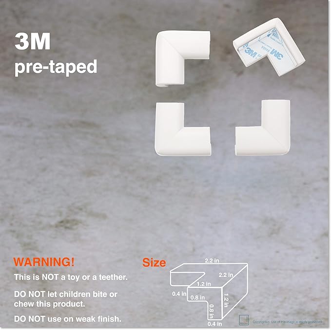 Roving Cove HeftyFit Corner Protector for Baby (16 Large Corners), Heavy-Duty Soft Rubber Foam Furniture Corner Bumper Guards, 3M Adhesive Pre-Taped, Oyster White (Off White)