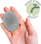 S&T INC. Exfoliating and Massaging Cradle Cap Bath Brushes for Baby, Silicone - 2 Inch x 2.5 Inch, Grey and Teal, 2 Pack