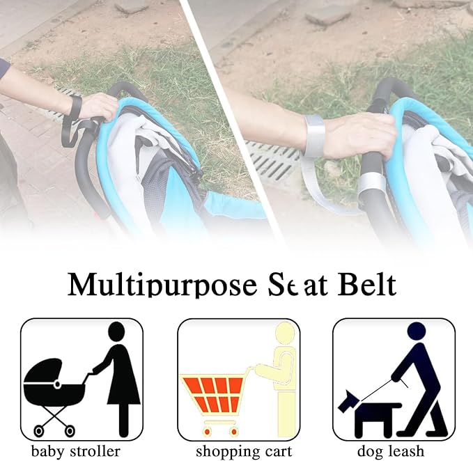 2 Pack Baby Stroller Safety Wrist Strap Adjustable Pram Wheelchair Hand Leash Black Retractable Dog Short Rope Belt for Hilly City Street Walking Leash, Strap, Hands Free, Extra Security Pet Stroller