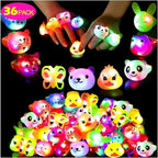 36 Pack Light Up Rings Glow in The Dark Party Supplies, Light up Party Favors, Goodie Bag Stuffers, Birthday Christmas Party Favors Classroom Prizes Cute Animal Treasure Box for Kids