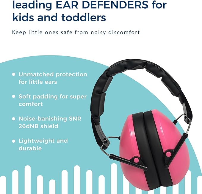 BANZ Kidz Earmuffs 2 Years & Older - Loud Noise Cancelling Kids Headphones & Toddler Ear Muffs, Size Adjustable