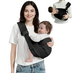 Baby Sling Carrier, Toddler Carrier Sling with Double Safety Buckle and Adjustable Shoulder Strap(7-30lbs), Baby Carriers One Size Fits All, Black