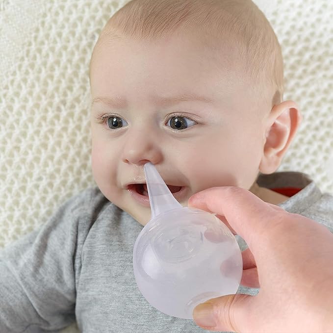 Innovo FSA/HSA Eligible Hospital Grade Silicone Twister Bulb Baby Ear Syringe and Nasal Aspirator, Sucks Snot and Mucus, Cleanable and Reusable, Clear