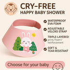 Baby Shower Cap Shield - Adjustable Waterproof Shower Visor for Kids, Soft Baby Hair Washing Shield with Ear Protection, Perfect for Toddlers & Children (White Rabbit)