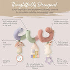 Itzy Ritzy Spiral Car Seat & Stroller Activity Toy - Stroller & Car Seat Toys for Ages 0 Months and Up - Hanging Toys Include Dangling Ring, Mirror and Textured Ribbons (Pastel Rainbow)