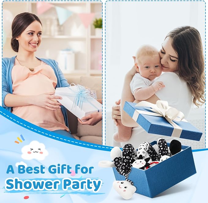 Car Seat Toys Hanging and Stroller Toys for Babies 0-6 Months，High Contrast Baby Toys for Newborn 0 3 Months Brain Development,Black and White Baby Toys for Crib Mobile，Infant Ideal Gift