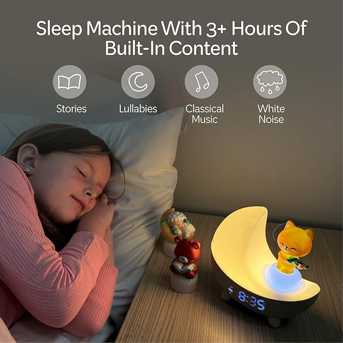 Move2Play, Dozi Sound Machine | 3Hrs+ of Content | Night Light | Toddler & Kids Alarm Clock | Soother | Ok to Wake | White Noise & Lullaby Music | Birthday Gift for 2, 3, 4, 5+ Year Old Boys & Girls